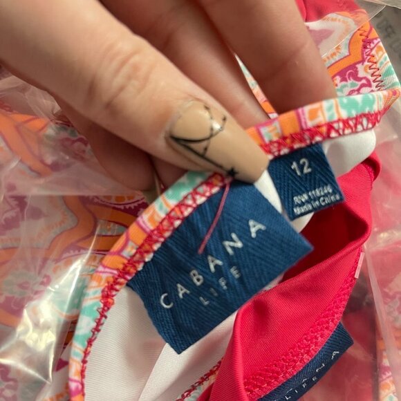 Cabana Life Kids Girls Pink Printed Rash Guard Bikini Bottoms Set UPF 50+ Sz 12 - Picture 7 of 12